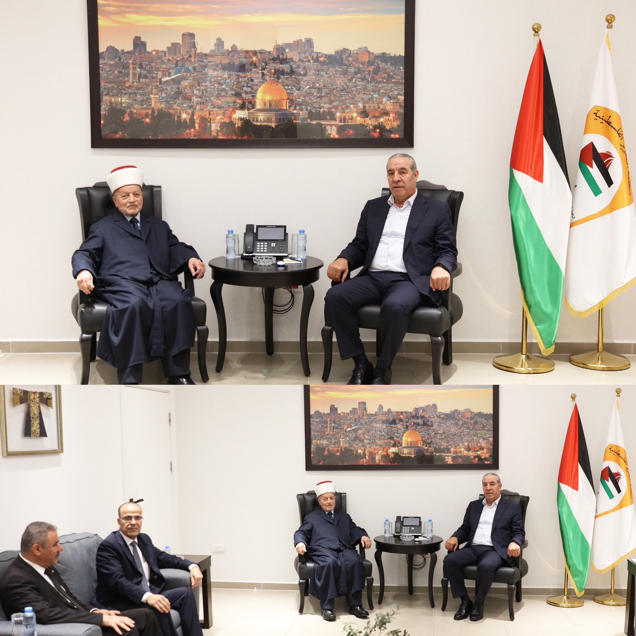 الشيخ يبحث مع مفتي القدس والديار الفلسطينية التطورات بالأقصى ويحذر من مخططات الاحتلال