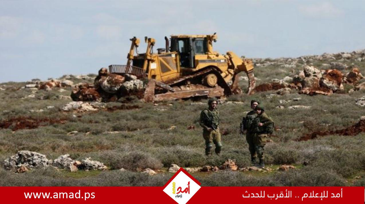 مستوطنون إرهابيون يجرفون أراضي جنوب نابلس