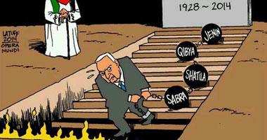 الفنان البرازيلي "لاتوف" يرسم شارون مكبلا بجرائمه ضد فلسطين فى طريقه لجهنم
