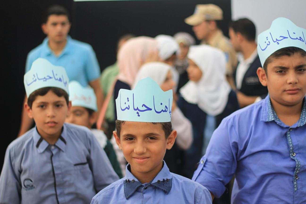 اطفال برنامج "وجد" يشاركون بالمعرض الاول للمياه في غزة
