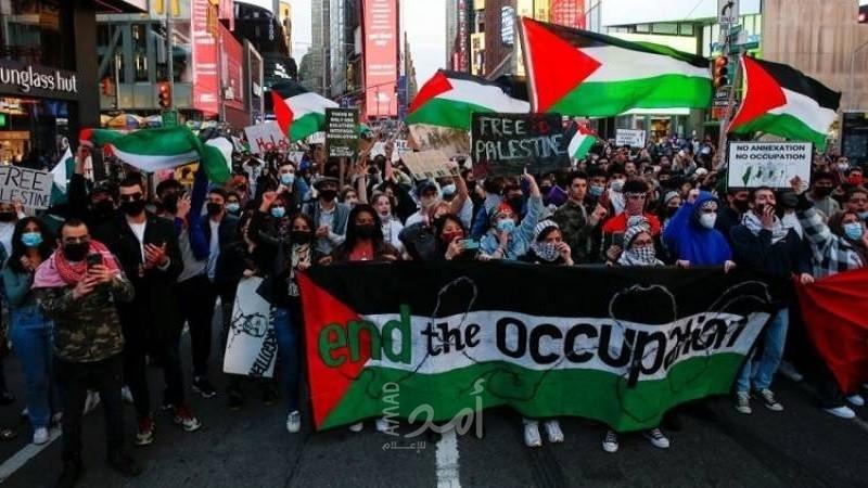 تظاهرات في أمريكا مٌندّدة بالجرائم الإسرائيلية بحق الشعب الفلسطيني