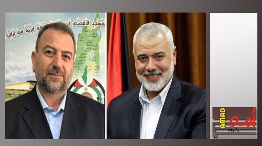 العاروري يهاتف هنية ويضعه في صورة لقاء اليوم الاول من الحوارات بالقاهرة