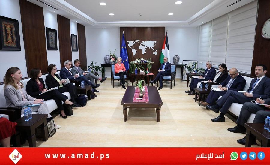 خلال لقاء اشتية..دير لاين: سيتم صرف أموال المساعدات الأوروبية المتاخرة كاملة للسلطة الفلسطينية