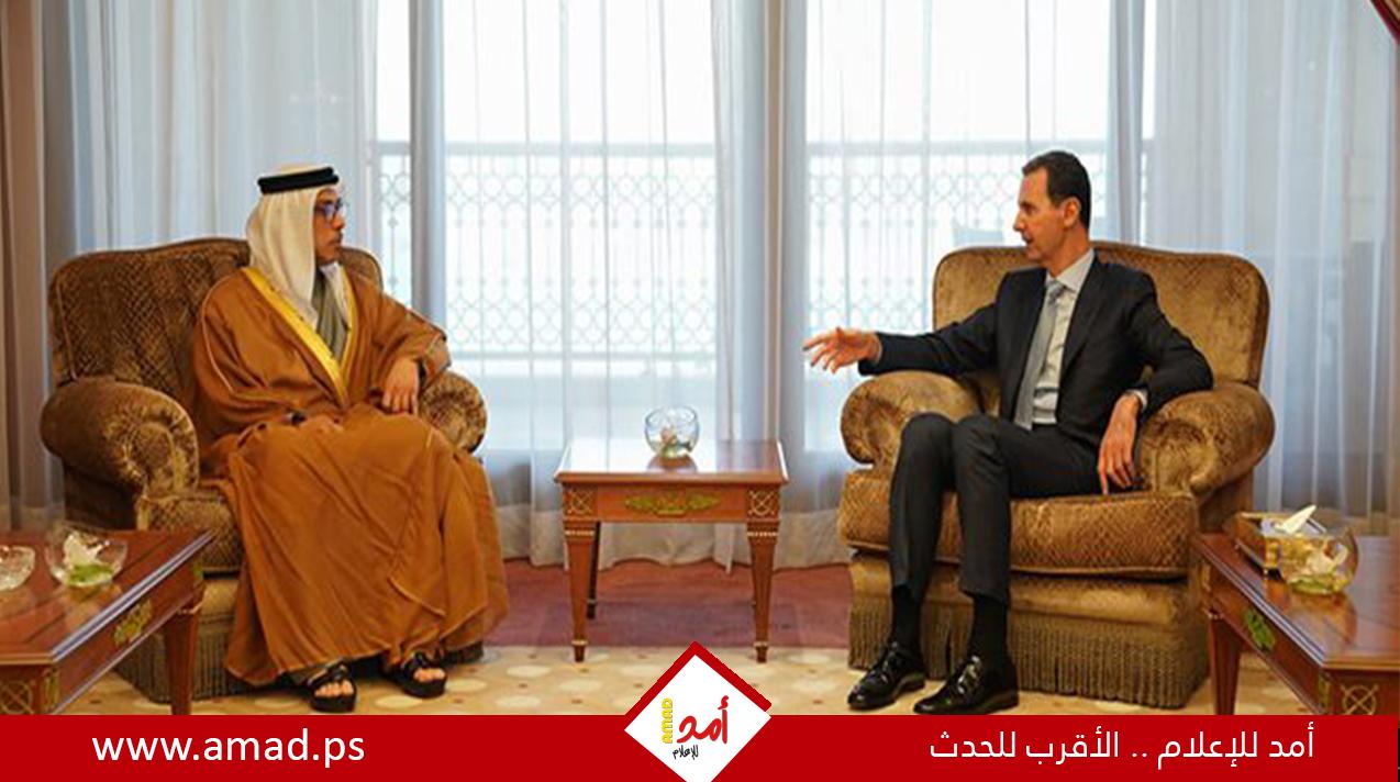 الأسد يبحث مع منصور بن زايد العلاقات الثنائية بين سورية والإمارات