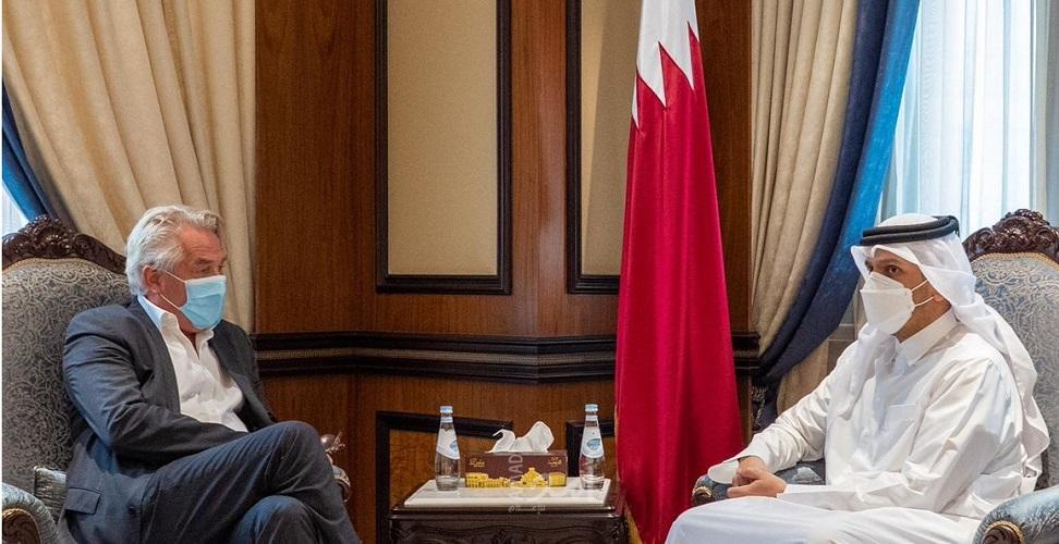اجتماع  منسق الأمم المتحدة ووزير خارجية قطر لبحث آلية توصيل المساعدات للشعب الفلسطيني