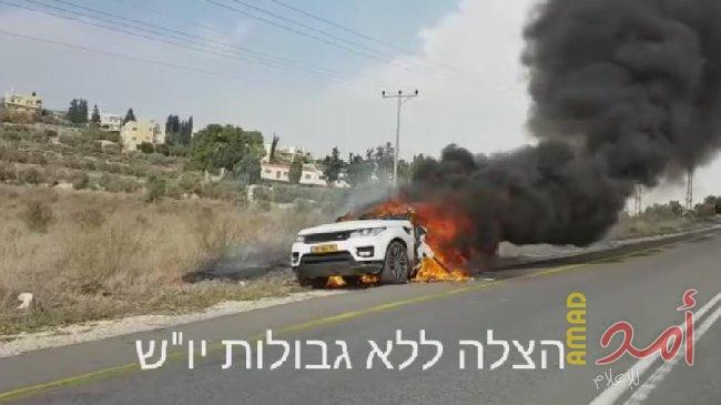احتراق سيارة مستوطن بزجاجة "مولوتوف" قرب نابلس