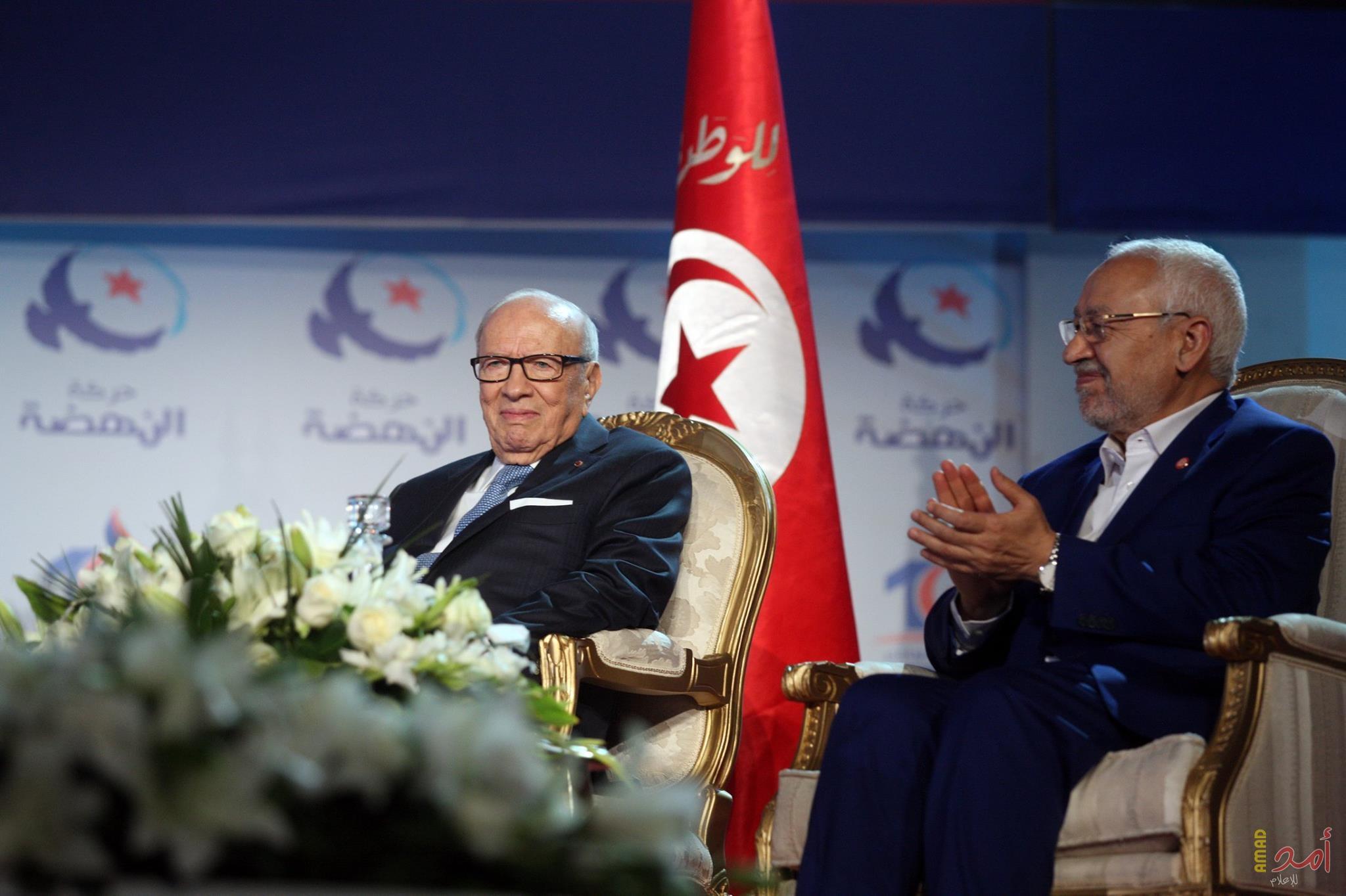 الرئيس التونسي والغنوشي في افتتاح مؤتمر النهضة