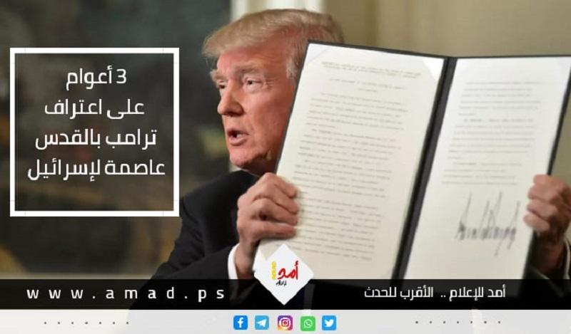 ثلاثة أعوام على اعتراف "ترامب" بالقدس عاصمة لإسرائيل