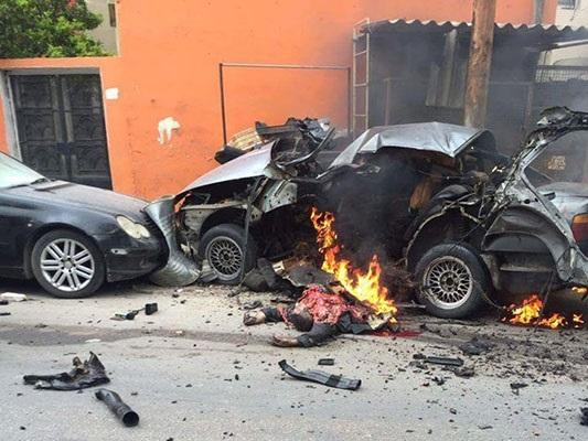 احتراق سيارة بعد انفجار أنبوبة الغاز التي بداخلها وسط قطاع غزة