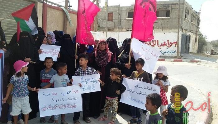 رفح: اعتصام امام بلدية الشوكة للمطالبة بتوفير المياه لأهالي المنطقة