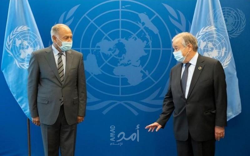 أبو الغيط وغوتيريش يؤكدان ضرورة التوصل إلى تسوية عادلة لإقامة الدولة الفلسطينية وعاصمتها القدس الشرقية