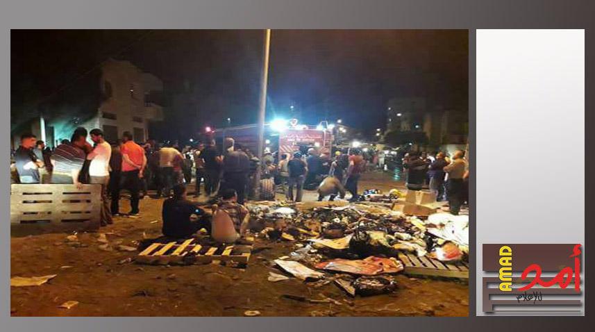 اندلاع حريق ضخم بمخازن تجارية في مدينة نابلس والهلال الأحمر يتحدث عن 52 إصابة