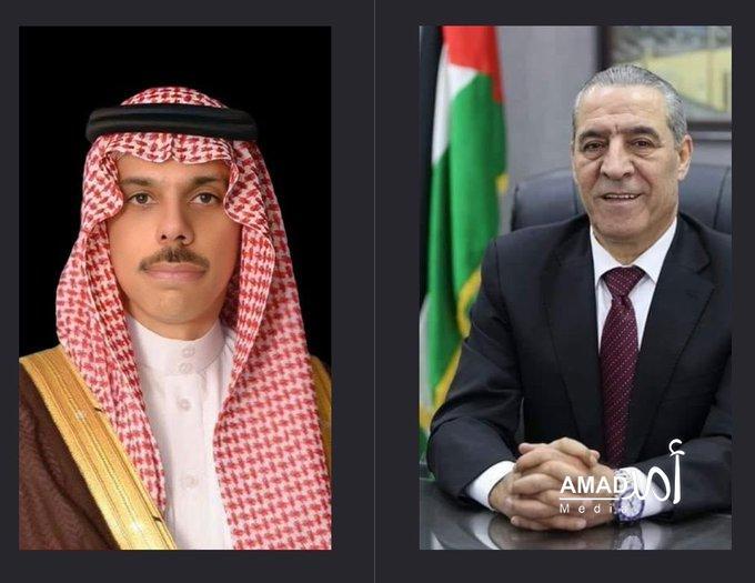 الشيخ يبحث مع وزير الخارجية السعودي التطورات الإقليمية ويعرب عن تضامن فلسطين الكامل مع المملكة