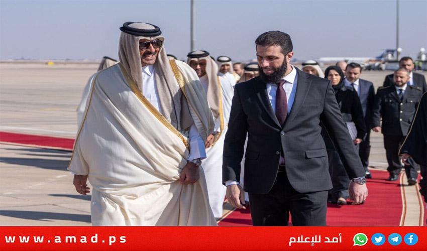 أمير قطر تميم يصل إلى دمشق في أول زيارة لزعيم عربي بعد تنصيب الشرع رئيسا