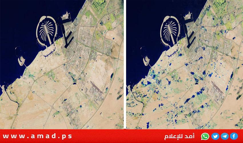 الإمارات قبل وبعد الأمطار الغزيرة- صور من الفضاء- صور
