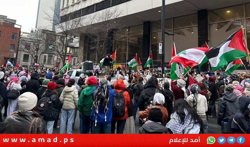 آلاف الطلبة في الكيبيك يتظاهرون تأييدا لفلسطين وطالبوا سحب استثمارات الجامعات من إسرائيل- فيديو