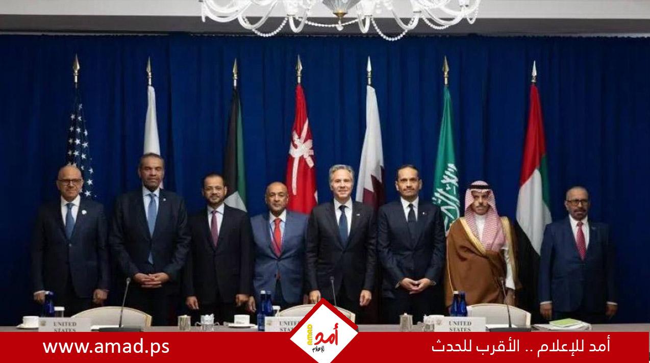 بيان خليجي أمريكي يدعو لإقامة "حكم فلسطيني موحد" في الضفة وقطاع غزة وتعزيز الشفافية
