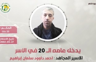 "مهجة القدس": الأسير "أحمد إبراهيم" يدخل عامه الـ(20) في سجون الاحتلال