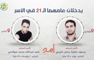 الأسيران "كليبي وصوالحي" يدخلان عامهما الـ(21) في سجون الاحتلال