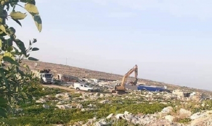 سلفيت: جيش الاحتلال يخلع مئات أشجار الزيتون غرب دير بلوط-صور