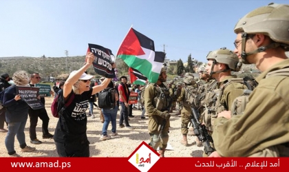 جيش الاحتلال يقمع مسيرة لمتضامنين إسرائيليين مع حوارة جنوب نابلس - صور